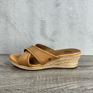 UGG‎ Gwyn Espadrille Wedge Sandals Brown Leather Women’s 7 Boho Festival Casual